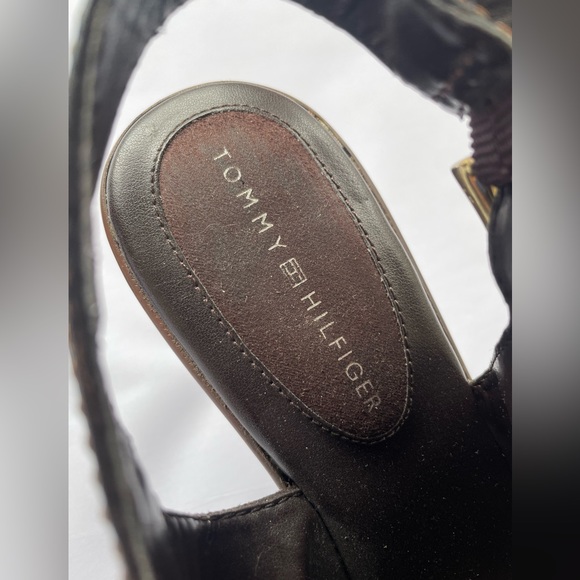 Tommy Hilfiger Patchwork Brown Suede Platform Mules (size 8) - Picture 2 of 6